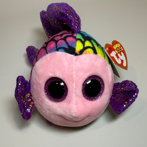 Ty Plush Fish Toy with Pink and Purple - Picture 6 of 12